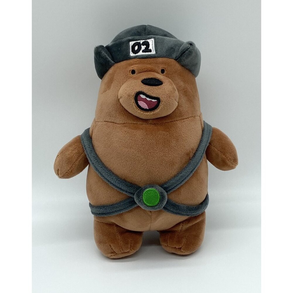 Cartoon Network We Bare Bears Grizzly Standing Plush Toy With Hat Miniso 10”